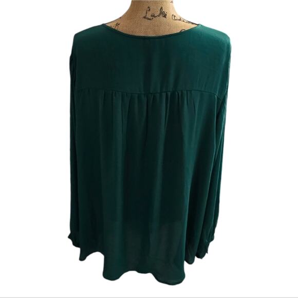 TORRID Green Pin Tucked V-Neck Long Sleeve Button Down Shirt Plus Size 4 4X - Picture 4 of 10